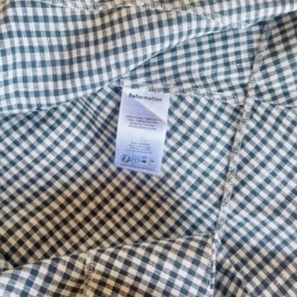 Reformation Balia Linen Dress In Slate Check, brand new, never worn, no flaws. - Picture 5 of 7